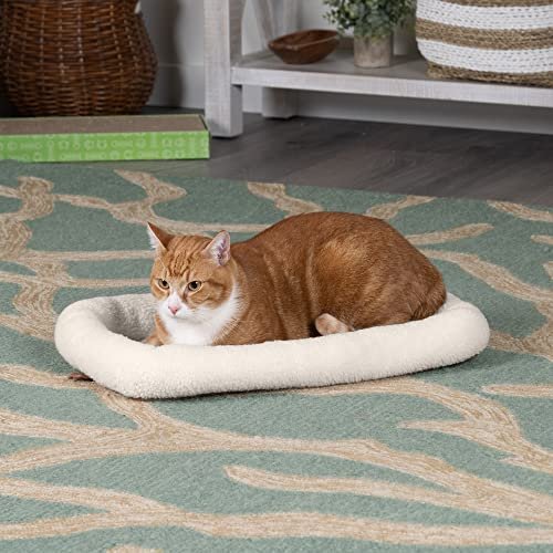 Cozy Sherpa Dog & Cat Crate Bed - Washable, Extra Small, Cream Bolster Pad - Image 2