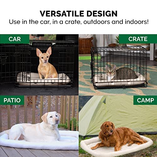 Cozy Sherpa Dog & Cat Crate Bed - Washable, Extra Small, Cream Bolster Pad - Image 11