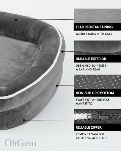 Large Orthopedic Dog Bed: Egg Foam Support, Washable Cover, Non-Slip Base, Gray - Image 6