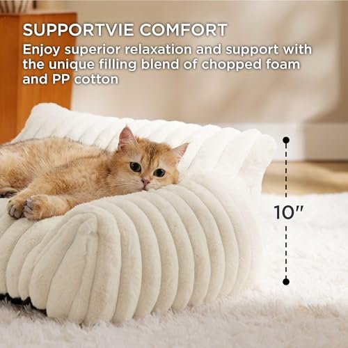 Soft Cat Sofa Bed: Cozy Corduroy Pet Couch with Washable Cover 24" - Image 2