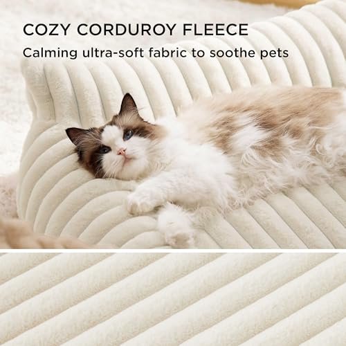 Soft Cat Sofa Bed: Cozy Corduroy Pet Couch with Washable Cover 24" - Image 3
