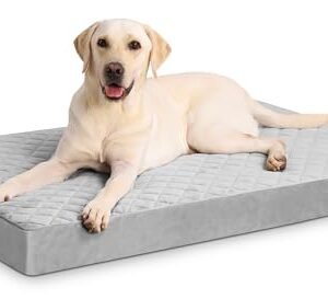 NUPIDA Orthopedic XL Dog Beds Large Sized Dog Waterproof Dog Bed with Removable Washable Cover and Non-Slip Bottom, Quilting Dog Bed for Crate, 41x27 Inch, Light Gray
