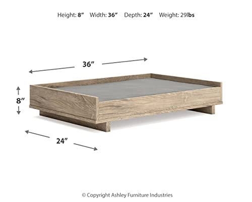 Modern Wooden Pet Bed by Ashley Oliah, 36"x24"x7", Natural Beige Style - Image 6