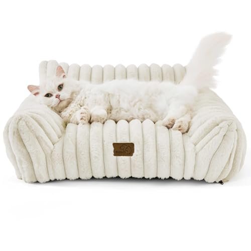 Soft Cat Sofa Bed: Cozy Corduroy Pet Couch with Washable Cover 24" - Image 8