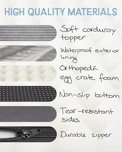 OhGeni Orthopedic Waterproof Dog Bed - Egg Crate Foam, Washable Cover, Gray - Image 7