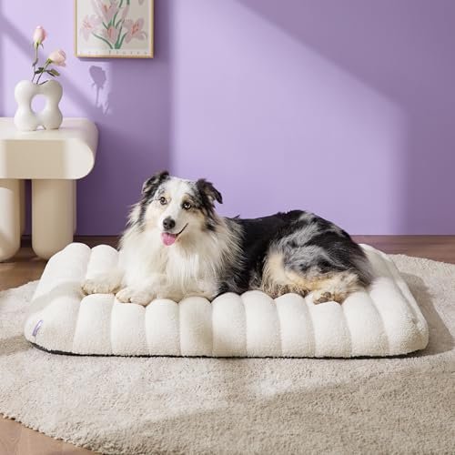 Orthopedic Waterproof Dog Bed, Egg Crate Foam, Removable Cover, 36"x27" Cream - Image 2