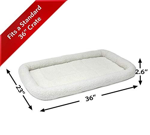 Cozy White Fleece Dog Bed with Bolster, Fits 36-Inch Crates, Washable - Image 2