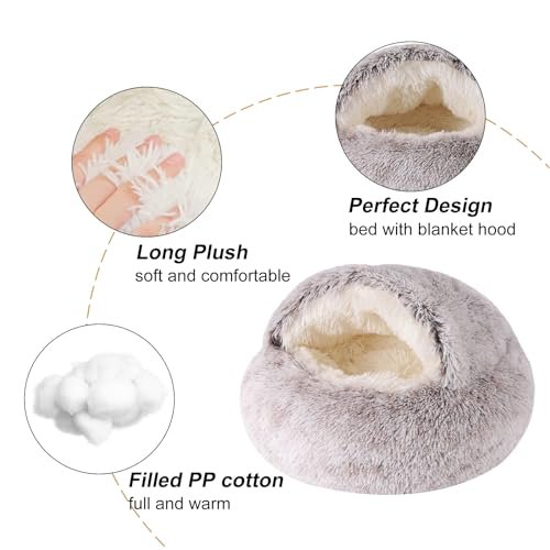 Cozy Cat Cave Bed & Small Dog Bed, Washable, Anti-Slip, 20"x20" - Image 5