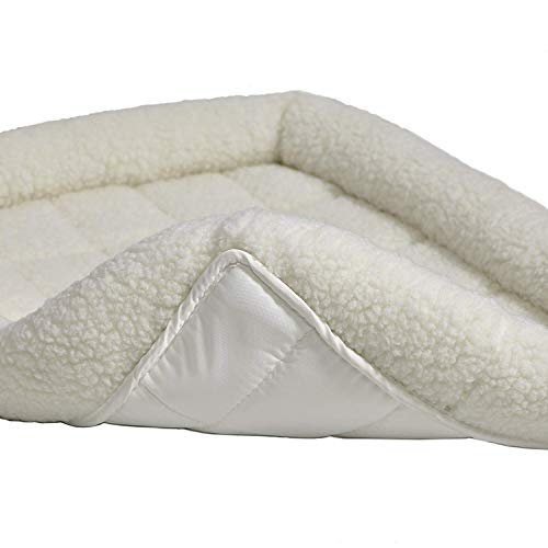 Cozy White Fleece Dog Bed with Bolster, Fits 36-Inch Crates, Washable - Image 5