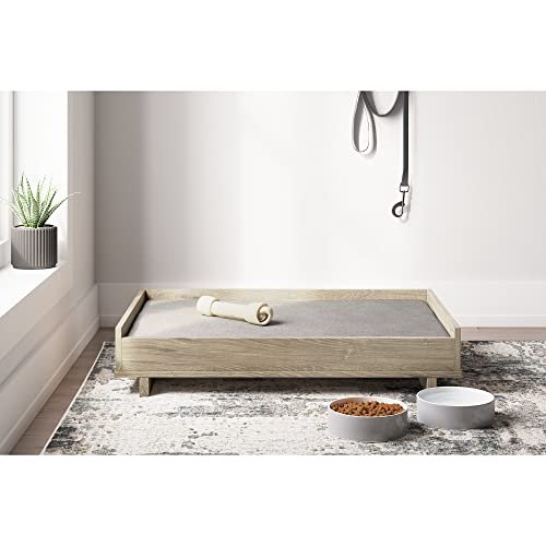 Modern Wooden Pet Bed by Ashley Oliah, 36"x24"x7", Natural Beige Style - Image 4