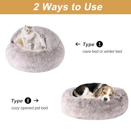 Cozy Cat Cave Bed & Small Dog Bed, Washable, Anti-Slip, 20"x20" - Image 2