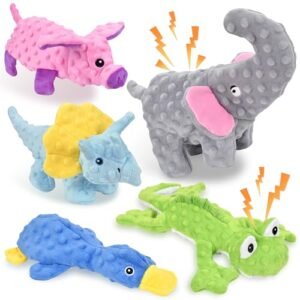 LECHONG No Stuffing Dog Toys for Aggressive Chewers, Squeaky Dog Toys for Large Medium and Small Dogs, Puppy Dog Chew Toys Pack of 5
