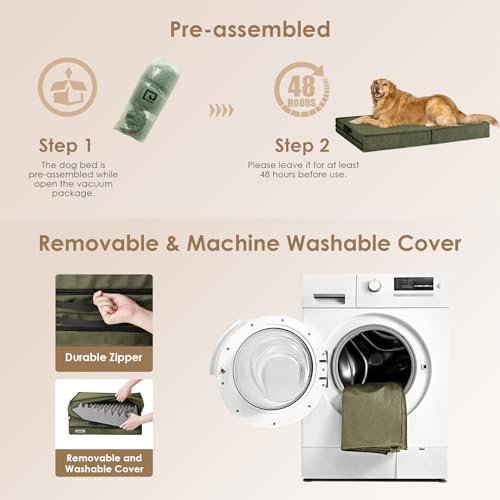 EHEYCIGA XL Waterproof Orthopedic Dog Bed with Washable Cover, Green - Image 5