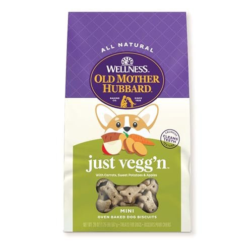 Old Mother Hubbard by Wellness Classic Just Vegg'N Natural Dog Treats, Crunchy Oven-Baked Biscuits, Ideal for Training, Mini Size, 20 ounce bag
