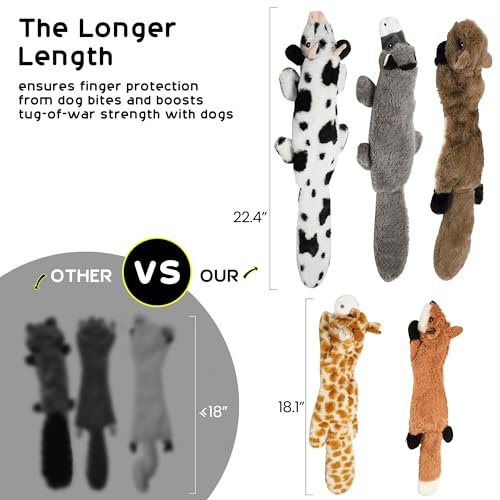 Nocciola 5-Pack No-Stuffing Dog Toys - Squeaky Crinkle Plush for All Dogs - Image 4