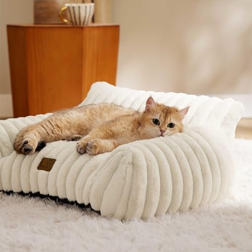 Soft Cat Sofa Bed: Cozy Corduroy Pet Couch with Washable Cover 24" - Image 9