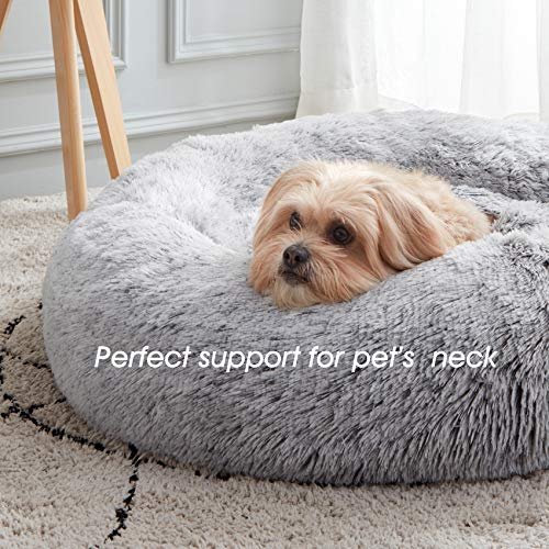 Calming Donut Dog & Cat Bed – Fluffy Faux Fur Anti-Anxiety Bed - Image 5