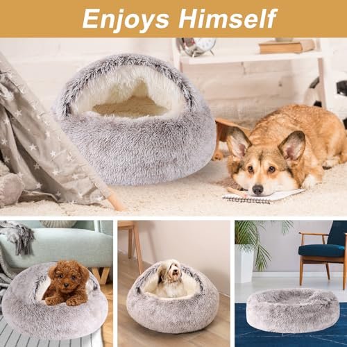 Cozy Cat Cave Bed & Small Dog Bed, Washable, Anti-Slip, 20"x20" - Image 7