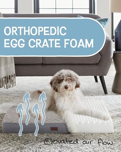 OhGeni Orthopedic Waterproof Dog Bed - Egg Crate Foam, Washable Cover, Gray - Image 2