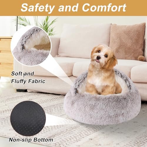 Cozy Cat Cave Bed & Small Dog Bed, Washable, Anti-Slip, 20"x20" - Image 4