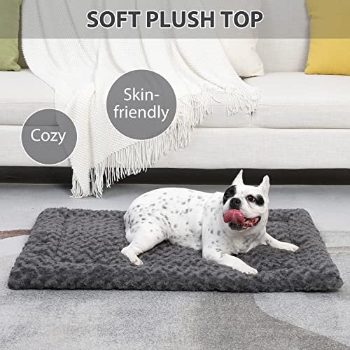 Reversible Washable Dog Bed Mat - Soft Crate Pad for All Sizes, 35"x22", Gray - Image 2
