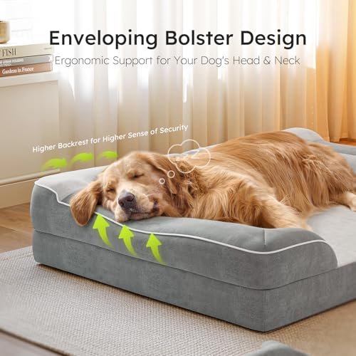 Orthopedic XL Dog Bed with Cooling Gel Foam, Washable Cover, Bonus Toy - Image 4