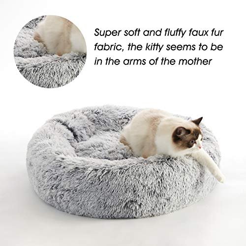 Calming Donut Dog & Cat Bed – Fluffy Faux Fur Anti-Anxiety Bed - Image 3