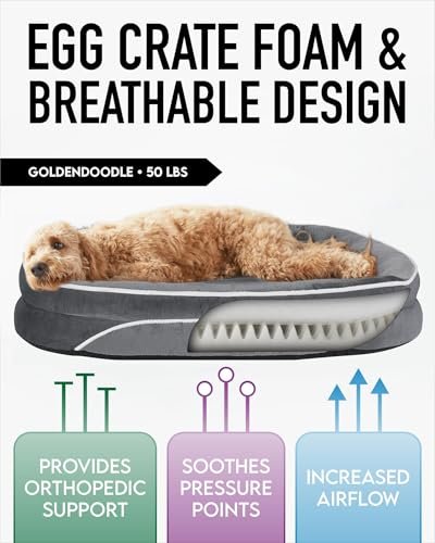 Large Orthopedic Dog Bed: Egg Foam Support, Washable Cover, Non-Slip Base, Gray - Image 2