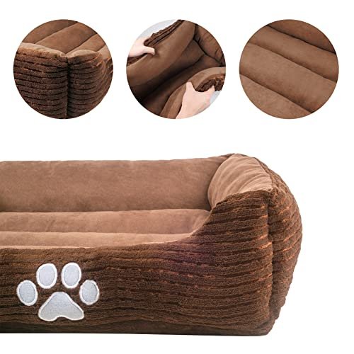 Cozy Reversible Dog Bed with Paw Print, Coffee, 25"x21" by Happycare - Image 6