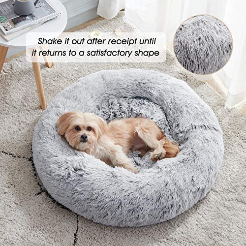 Calming Donut Dog & Cat Bed – Fluffy Faux Fur Anti-Anxiety Bed - Image 2