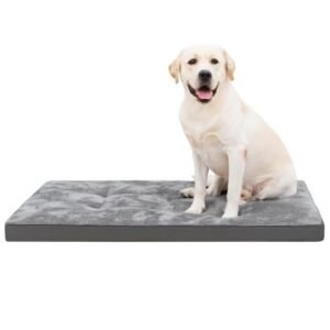 EMSLX Dog Bed for Crate Washable Extra Large Dog Bed Plush Dog Kennel Pad Pet Sleeping Mat with Anti-Slip Bottom, 41x27 Inch, Grey