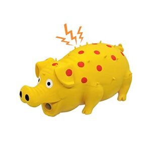 Andiker Dog Squeaky Toy, Dots Latex Dog Chew Toys with a Oinks Sound Squeaker Grunting Pig Dog Toy Durable Self Play 8" Dog Squeeze Toy for Dental Biting Chasing to Kill Boring Time (Yellow)