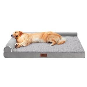 WESTERN HOME Orthopedic Dog Beds Large Sized Dog, Pet Sofa Bed with Removable Washable Cover, Egg Foam Support, Bolster Cushion for Comfortable Sleep, Waterproof Lining and Non-Slip Bottom