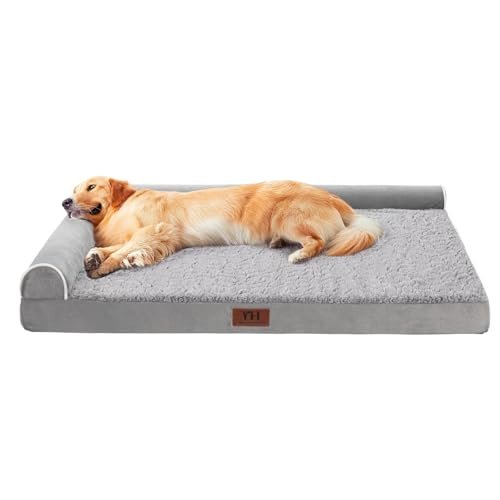 WESTERN HOME Orthopedic Dog Beds Large Sized Dog, Pet Sofa Bed with Removable Washable Cover, Egg Foam Support, Bolster Cushion for Comfortable Sleep, Waterproof Lining and Non-Slip Bottom