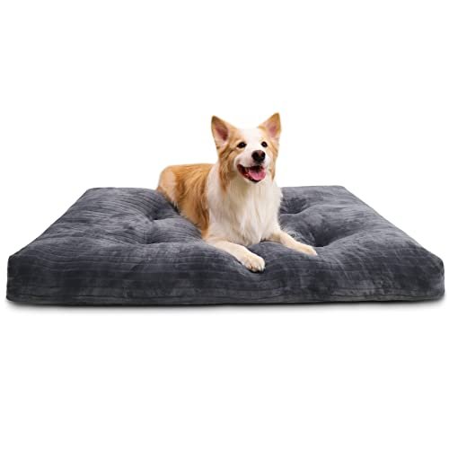 Cozy Washable Dog Crate Bed - Fluffy, Non-Slip, Anti-Scratch, 35"x23", Gray - Image 7