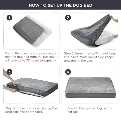 Bedsure Waterproof Large Dog Bed - 4" Thick, Washable Cover, Up to 80lbs - Image 5