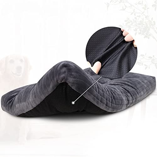Cozy Washable Dog Crate Bed - Fluffy, Non-Slip, Anti-Scratch, 35"x23", Gray - Image 4