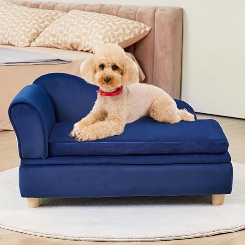 Comfy Velvet Pet Sofa Bed for Small Dogs & Cats | Sturdy 50 lbs Capacity Blue Couch - Image 8