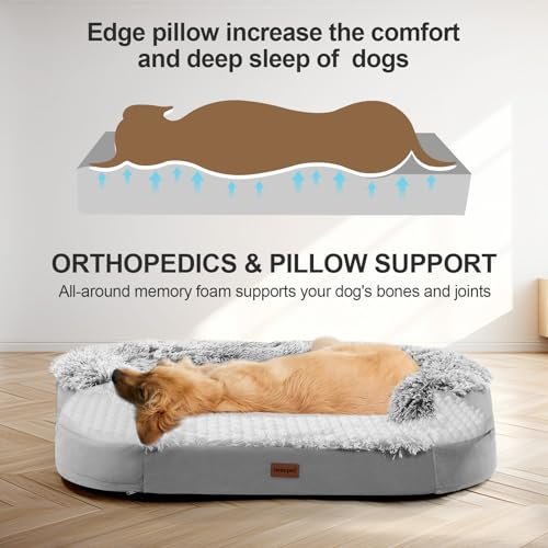 Orthopedic Dog Bed Large with Washable Cover, Waterproof Lining, Foam Comfort - Image 6