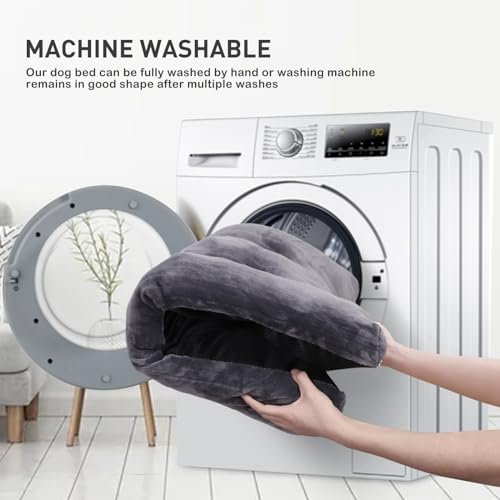 Cozy Washable Dog Crate Bed - Fluffy, Non-Slip, Anti-Scratch, 35"x23", Gray - Image 5