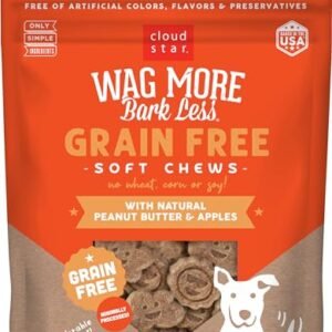 Cloud Star Corp, Wag More Bark Less Soft & Chewy Grain Free Peanut Butter & Apples Dog Treats