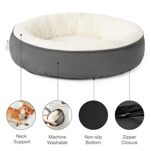 Cozy Donut Pet Bed for Dogs & Cats, Washable, Non-Slip, Durable, 30in Gray - Image 2