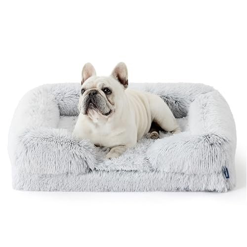 Bedsure Orthopedic Dog Bed for Medium Dogs - Calming Waterproof Dog Sofa Beds Medium, Supportive Foam Pet Couch Bed with Removable Washable Cover, Waterproof Lining and Nonskid Bottom, Misty Grey