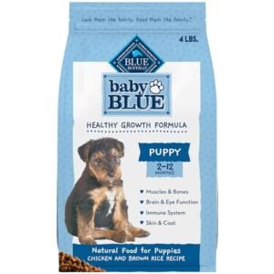 Blue Buffalo Baby Blue Natural Dry Food for Puppies, Healthy Growth Formula with DHA, Savory Chicken Recipe, 4-lb. Bag