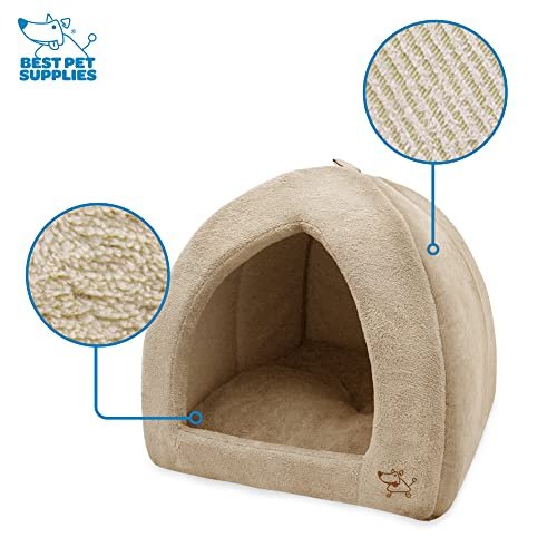 Cozy Pet Tent Bed for Cats & Dogs - Soft, Durable, Tan, 19"x19"x19" - Image 5