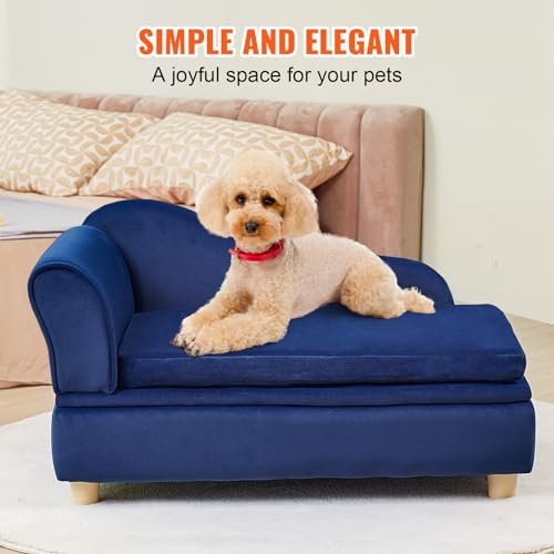 Comfy Velvet Pet Sofa Bed for Small Dogs & Cats | Sturdy 50 lbs Capacity Blue Couch - Image 5