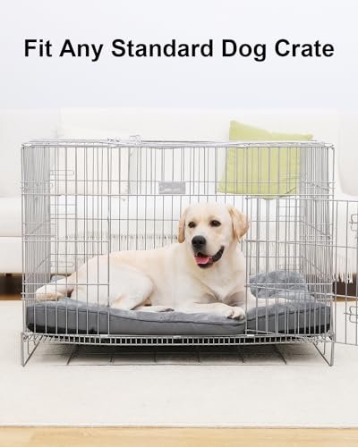 Plush Washable Dog Crate Bed, XL Anti-Slip Mat, 41"x27" Grey Comfort Pad - Image 7