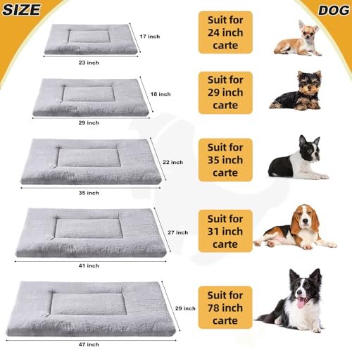 Washable Dog Crate Bed Mat: Non-Slip Medium/Large Kennel Cushion, Light Grey 36" - Image 6