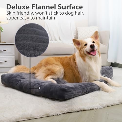 Cozy Washable Dog Crate Bed - Fluffy, Non-Slip, Anti-Scratch, 35"x23", Gray - Image 2