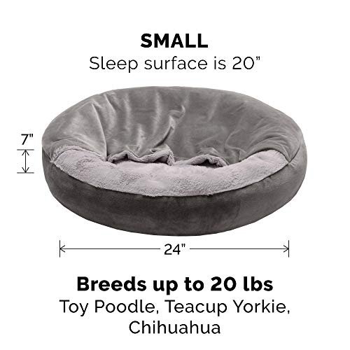 Cozy 24" Calming Donut Dog & Cat Bed - Plush Hooded Velvet, Washable, Small - Image 2